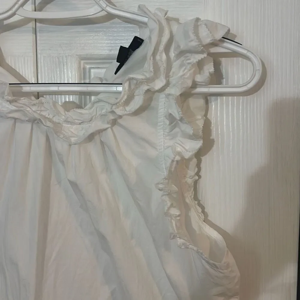 J. Crew Women's Cotton Sleeveless Keyhole Tie Back Ruffle Blouse Top White Small - Picture 2 of 9